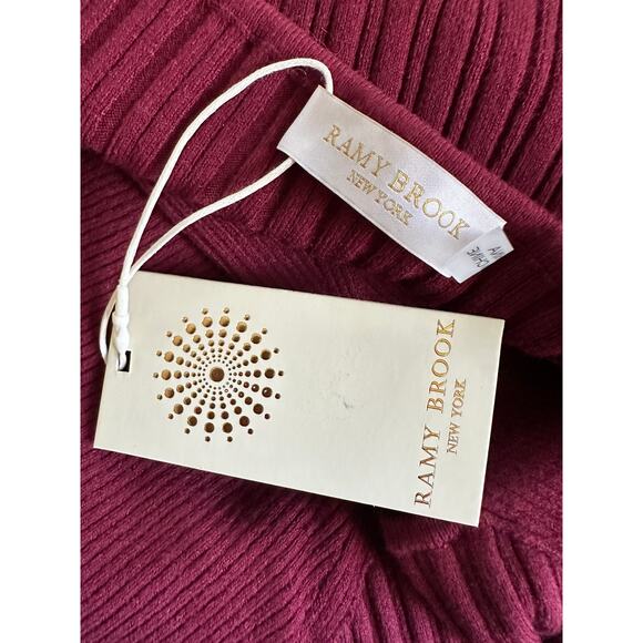 $425 Ramy Brook Pilar Cashmere Dress Womens Size S Bordeaux Long Sleeve New - Picture 6 of 10